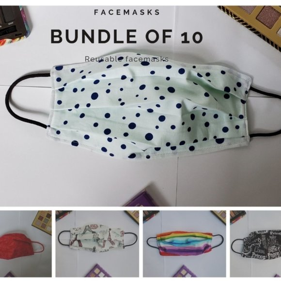 Fashion facemasks polka dots, rainbow patterns
